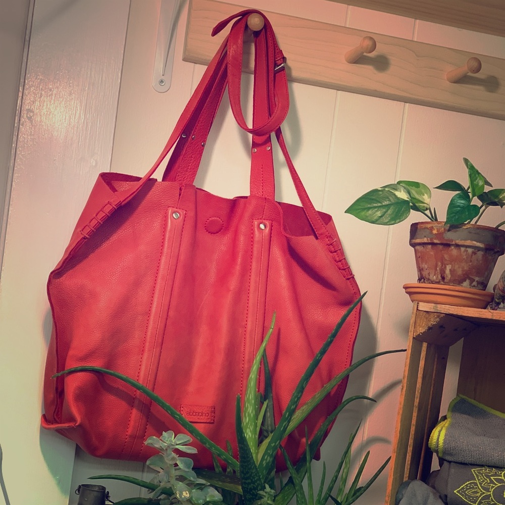 Abbacino Red Leather Briefcase/Tote Bag